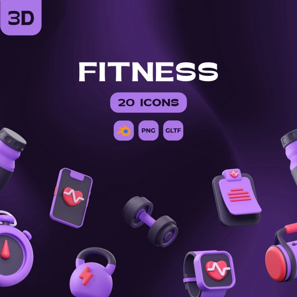 健身3D插图 Fitness 3D Illustrations blender, figma格式