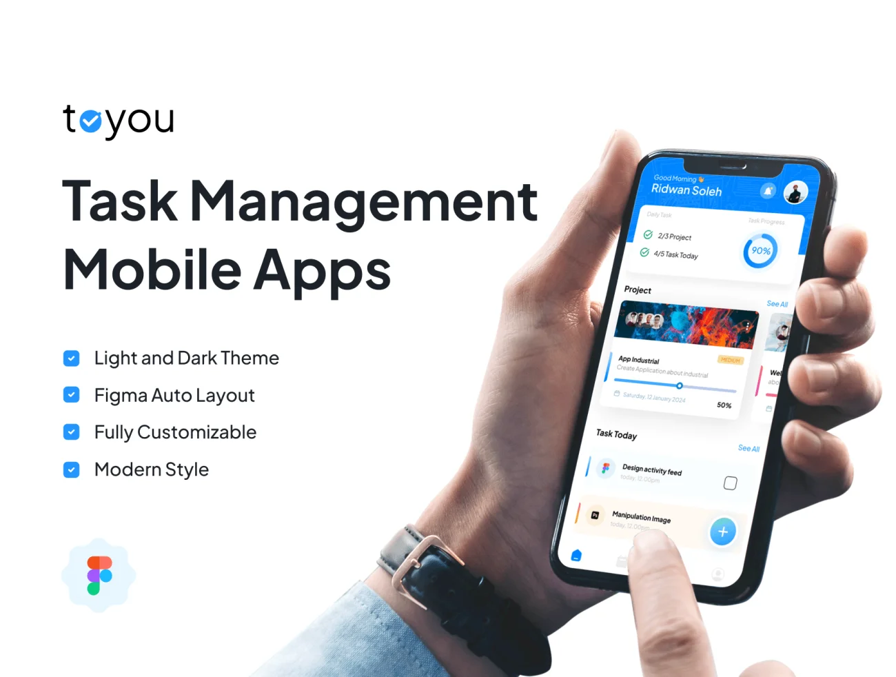 任务管理应用程序UI 套件30屏 Toyou - Task Management Mobile Apps .figma-UI/UX、ui套件、列表、卡片式、应用、表单-到位啦UI