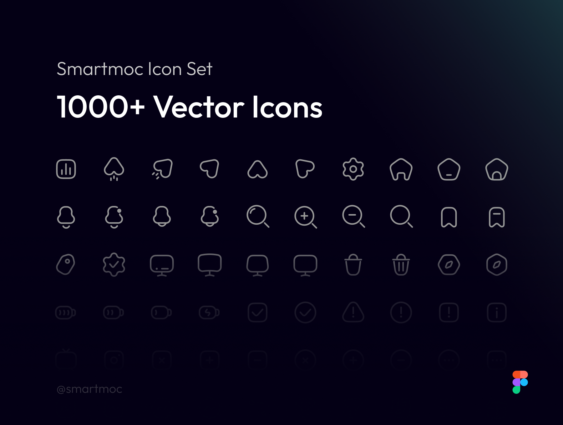 通用线条纯色金融文件多媒体箭头信息图标集 Smartmoc Icon Set _ 1,000+ Icons .figma-3D/图标-到位啦UI