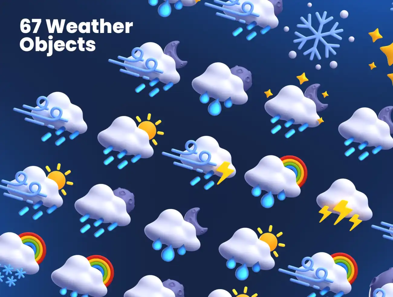 天气3D图标模型67款 Weather 3D Illustrations .blender .psd . png .obj .glb-3D/图标-到位啦UI