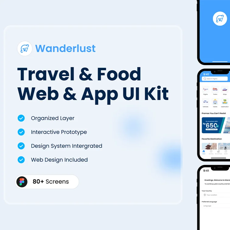 Wanderlust - 旅行和美食应用UI套件缩略图到位啦UI