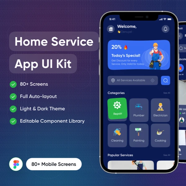 家居服务科技UI设计套件 App Figma源文件