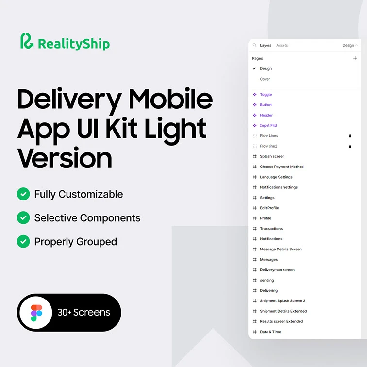 RealityShip - delivery and shipping app UI kit Design Figma源文件Figma RealityShip - delivery and shipping app UI kit Design概述缩略图到位啦UI