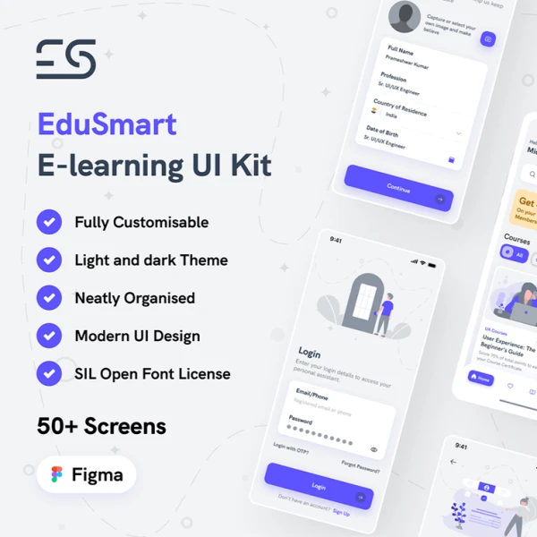 EduSmart 在线学习 UI 套件Figma 源文件