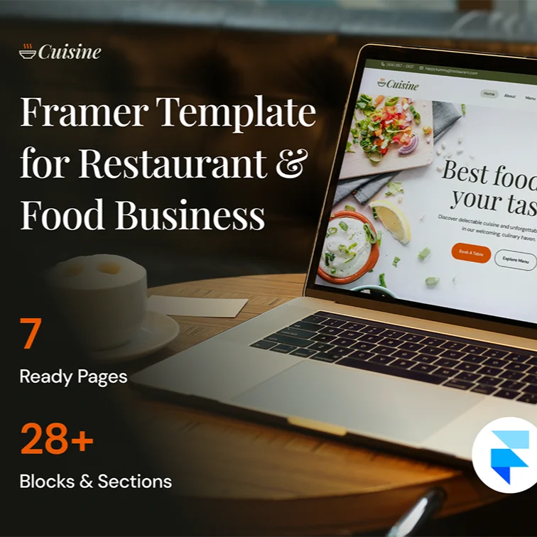 Cuisine - 食品与餐厅 Framer 模板 UI 套件缩略图到位啦UI
