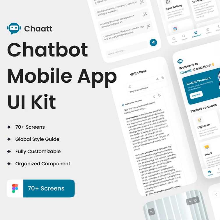 Chaatt – 聊天机器人应用 UI 套件素材缩略图到位啦UI