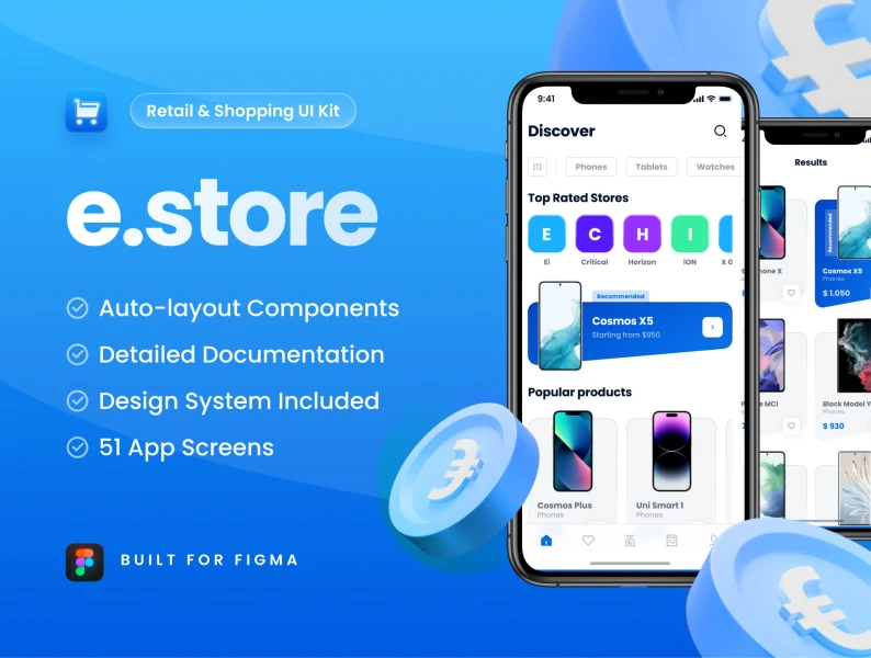 e.Store - 电子商务应用UI套件 e.Store - Ecommerce App UI Kit figma格式