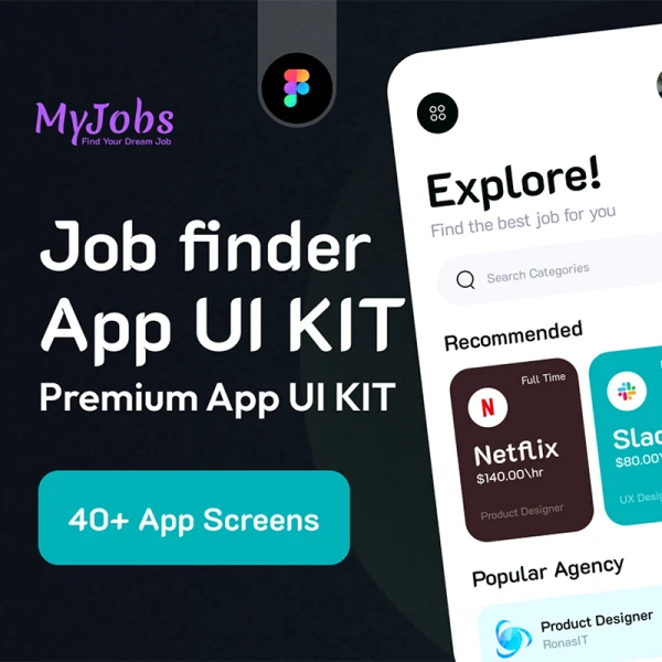 MyJobs-Job Finder应用UI工具包 MyJobs-Job Finder App UI KIT figma格式