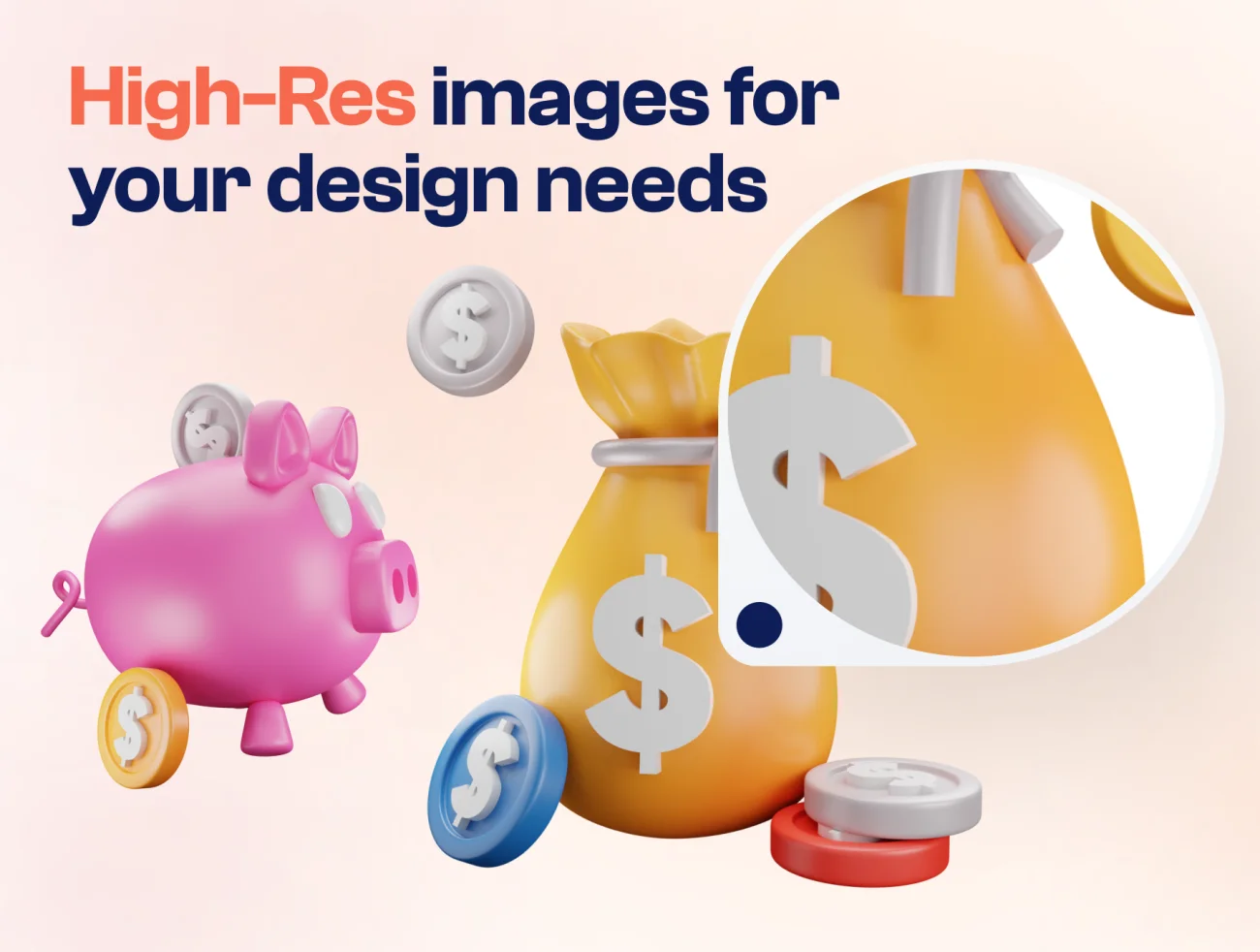 货币钱袋金币钱包3D图标套装 Mony - Money & Currency 3D Icon Set blender格式-3D/图标-到位啦UI