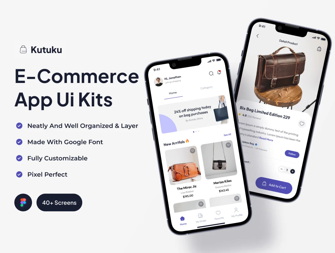 电子商务App Ui套件 Kutuku - E-Commerce App Ui Kits figma格式-UI/UX、ui套件、卡片式、网购-到位啦UI