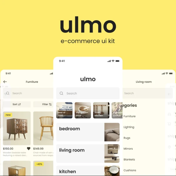Ulmo 家具电商App UI & 设计系统：舒适实用的家具电商App的UI设计和设计系统 figma格式