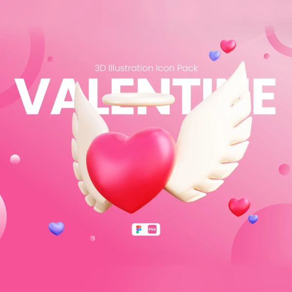 情人节-3D图标模型插画包 Valentine - 3D Illustration Icon Pack