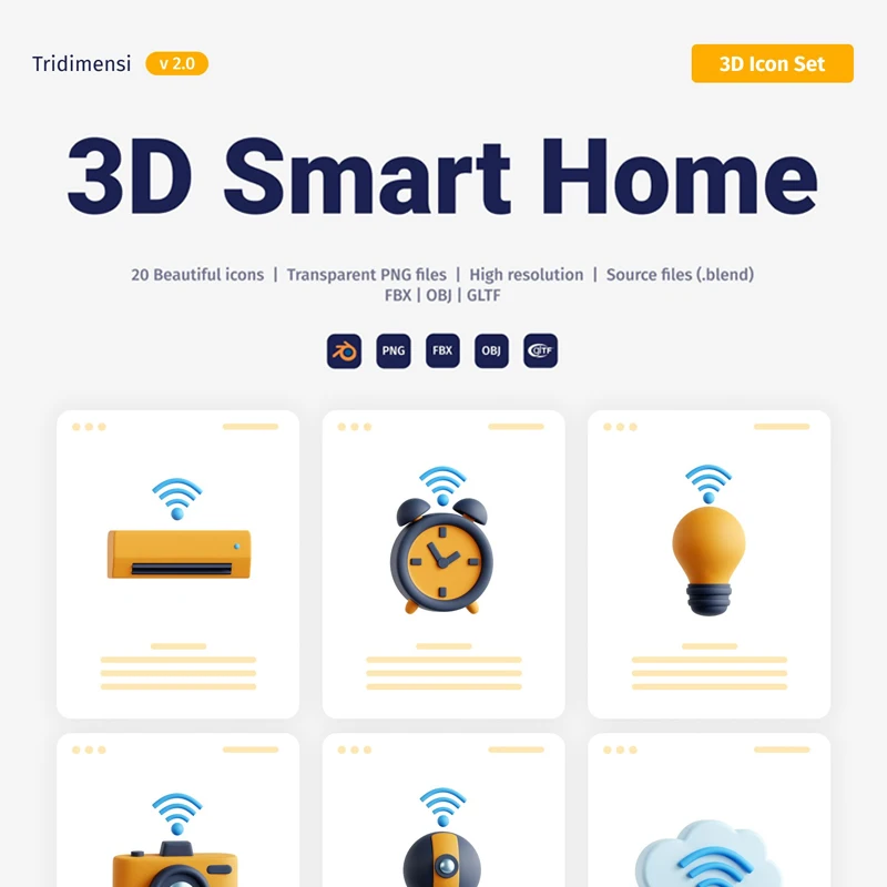 智能家居3D图标集 Smart Home 3D Icon Set缩略图到位啦UI