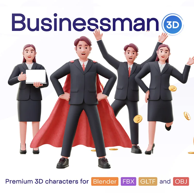 商人商务角色3D模型 Jobly - Businessman 3D Characters缩略图到位啦UI