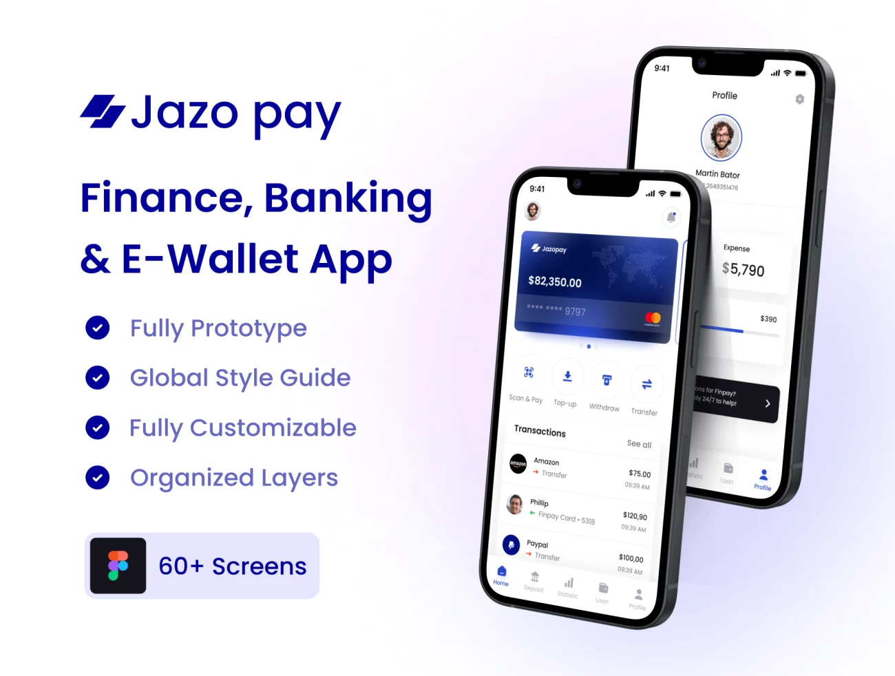 投资与金融应用程序 UI 套件60屏 Jazopay - Investments _ Finance App UI Kit-UI/UX、主页、介绍、卡片式、图表、应用、支付、电子钱包-到位啦UI