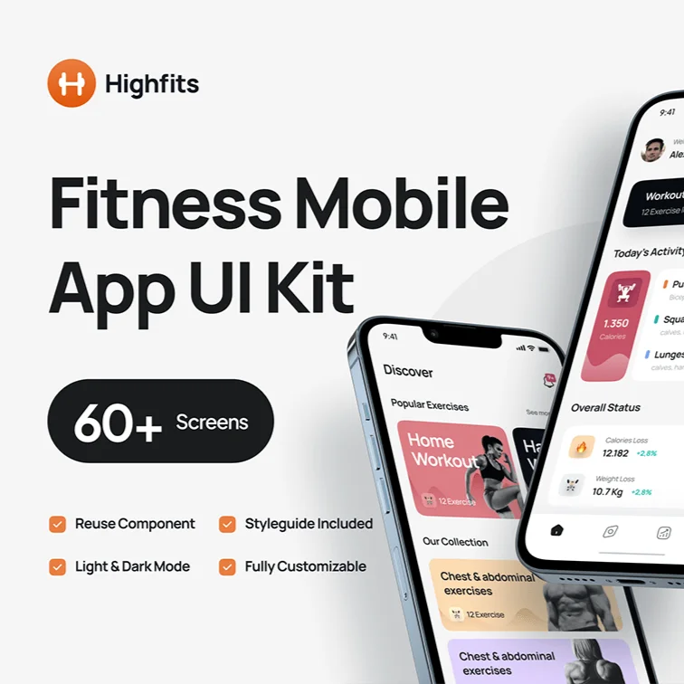 Highfits - Fitness Mobile App UI Kit Figma源文件缩略图到位啦UI