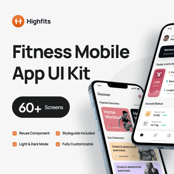 Highfits - Fitness Mobile App UI Kit Figma源文件