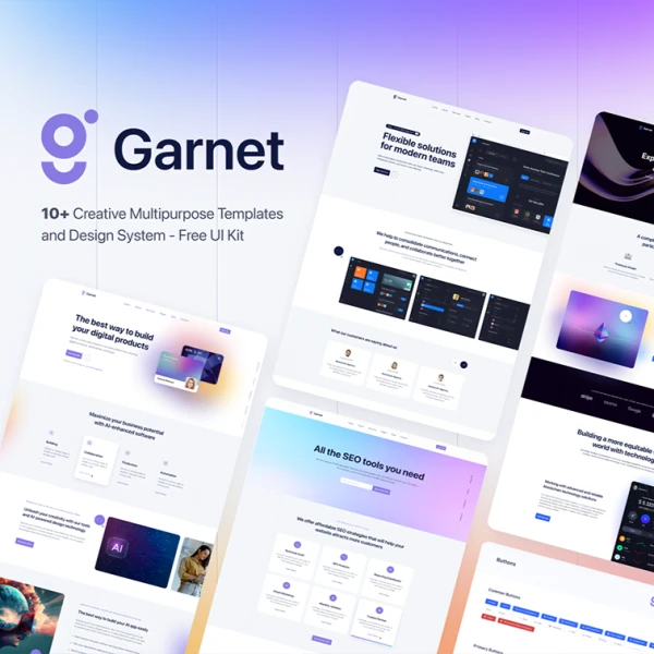 Garnet - 创意 Figma 模板和 UI 套件 V1.0 Figma 源文件