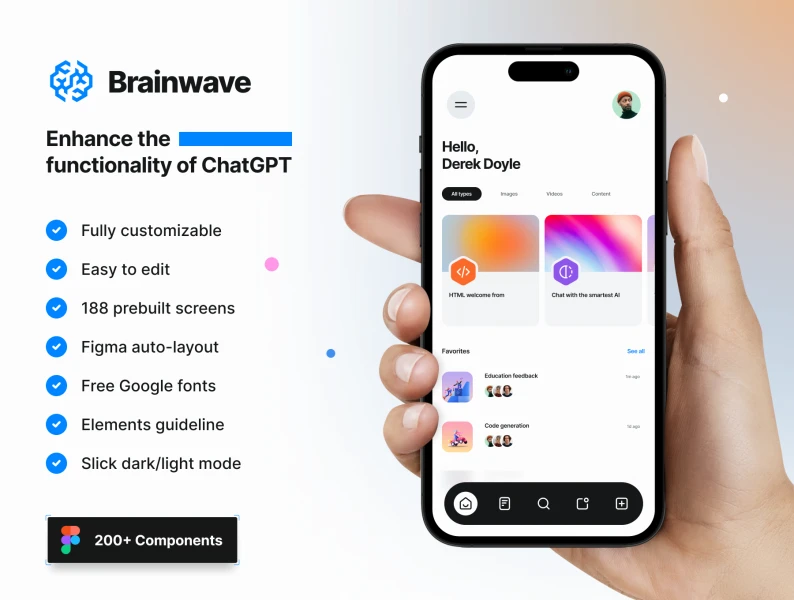 Brainwave-AI iOS UI工具包 Brainwave - AI iOS UI Kit figma格式