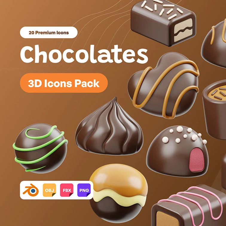 巧克力 3D图标素材缩略图到位啦UI