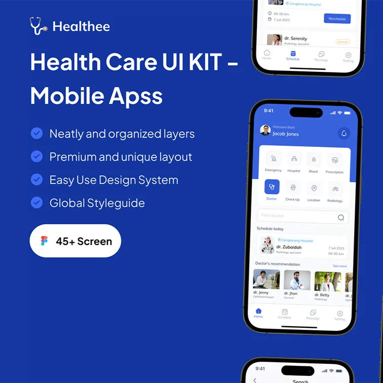 Healthee - Healthcare Mobile App UI KIT Figma源文件缩略图到位啦UI