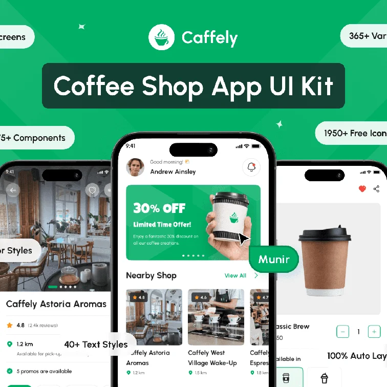Caffely - 咖啡店手机应用 UI 套件素材缩略图到位啦UI