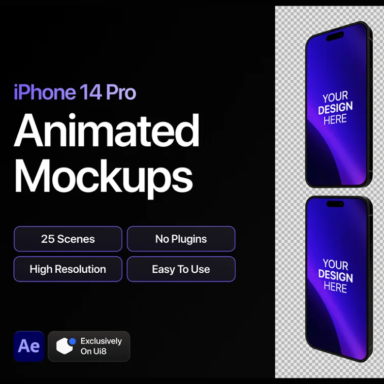 iPhone 14 Pro动画模型 Photoshop After Effects缩略图到位啦UI