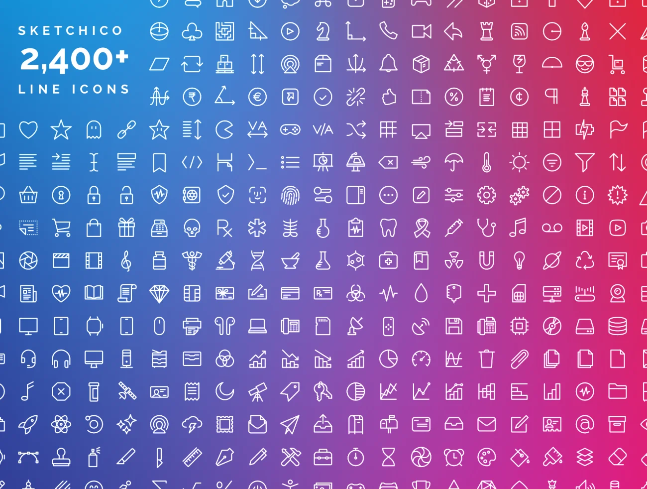 2,400个图标和图标字体 2,400+ Line Icons and Icon Font缩略图到位啦UI