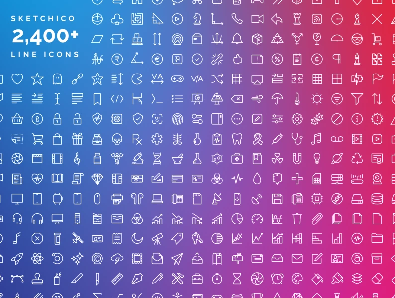 2,400个图标和图标字体 2,400+ Line Icons and Icon Font