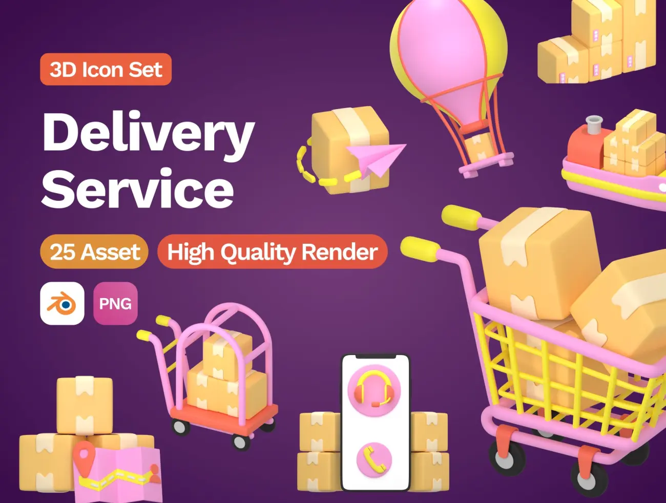 3D送货服务图标 3d Delivery Services Icon缩略图到位啦UI
