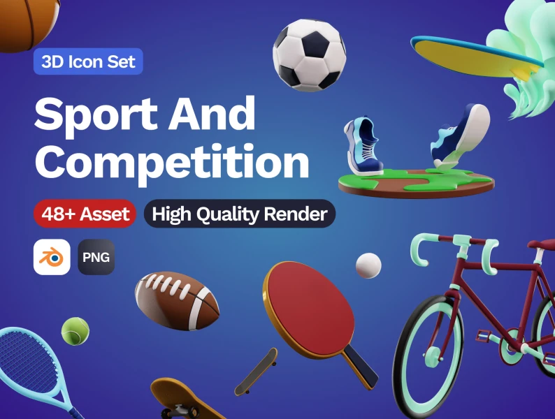 3D运动和竞赛图标集  3D Sport And Competition Icon