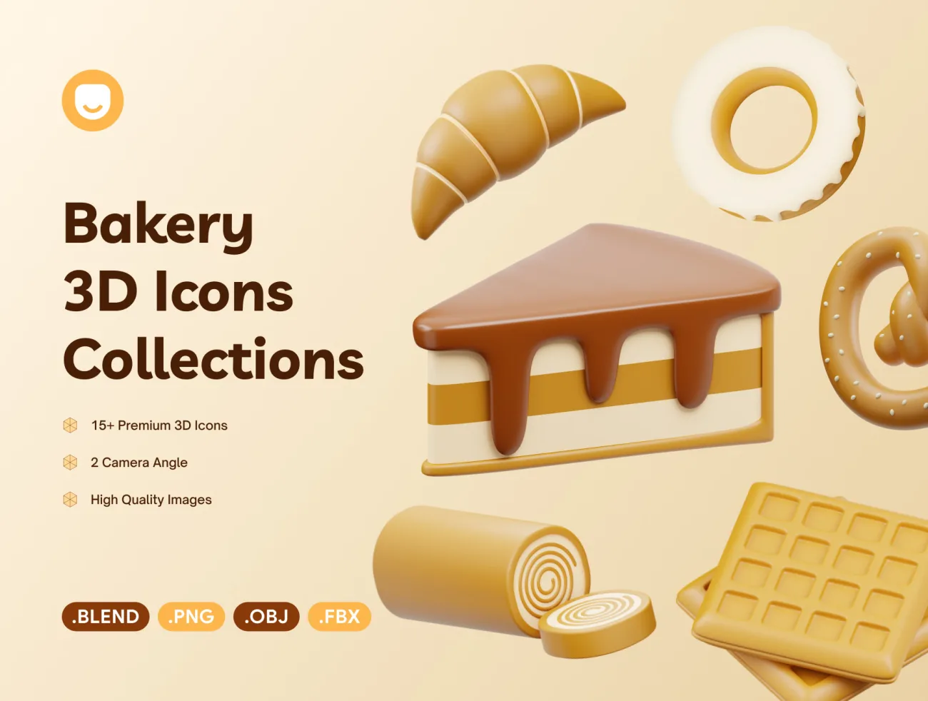 烘焙店3D图标 Bakery 3D Icon缩略图到位啦UI