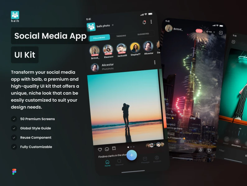 Balb - 社交媒体应用程序 UI 套件 Balb - Social Media App UI Kit