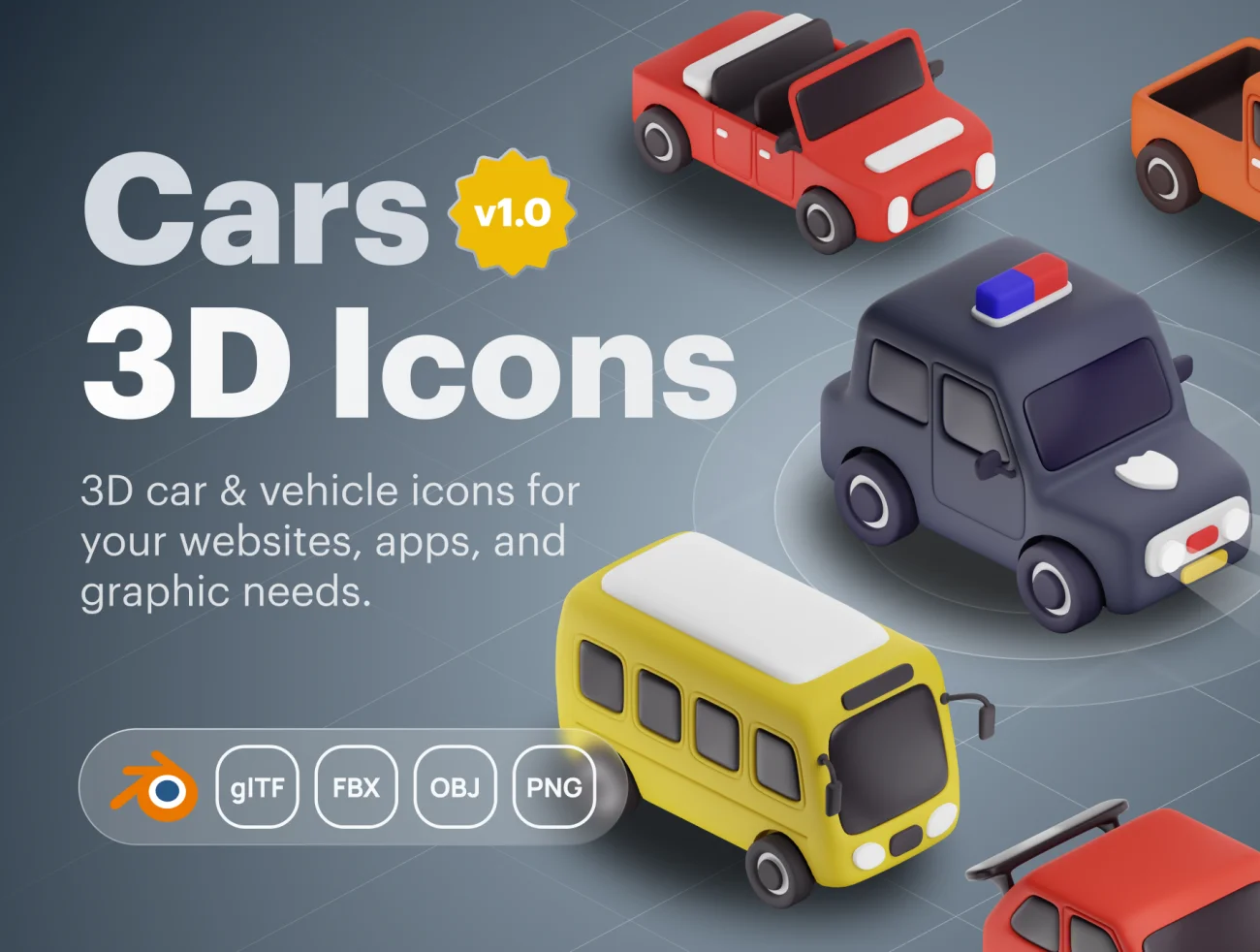 Carly - 汽车和交通工具3D图标套装 Carly - Car & Vehicle 3D Icon Set缩略图到位啦UI