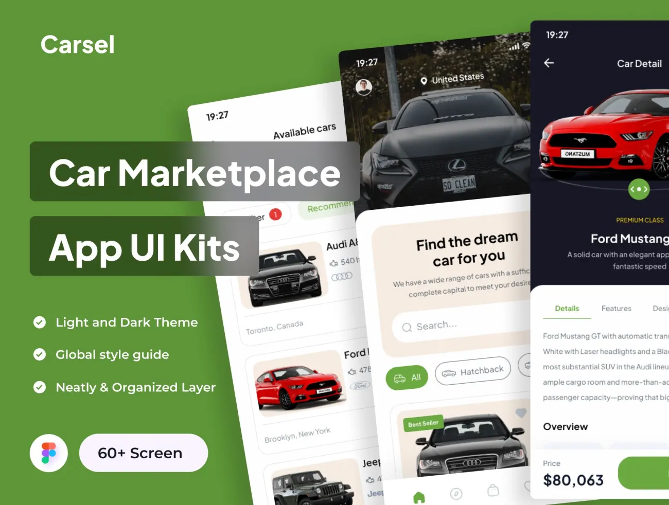 Carsel - 汽车市场应用程序 UI 套件 Carsel - Car Marketplace  App UI Kits缩略图到位啦UI