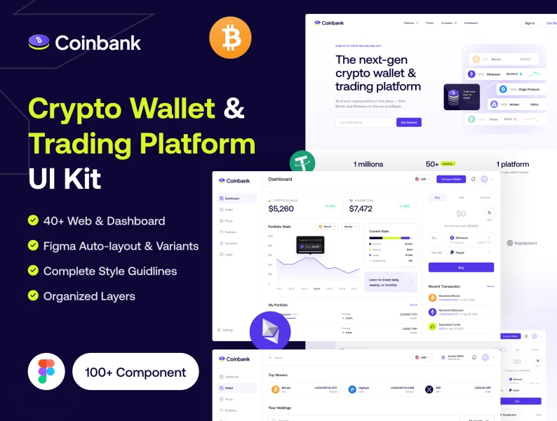 Coinbank - 加密钱包和交易平台UI套件 Coinbank - Crypto Wallet & Trading Platform
