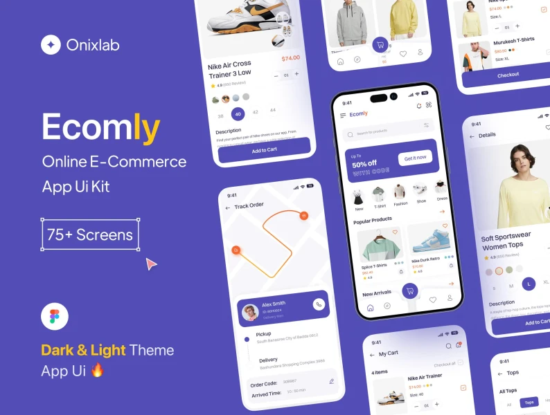 Ecomly - 电子商务手机应用程序UI套件 Ecomly | E-commerce Mobile App UI Kit