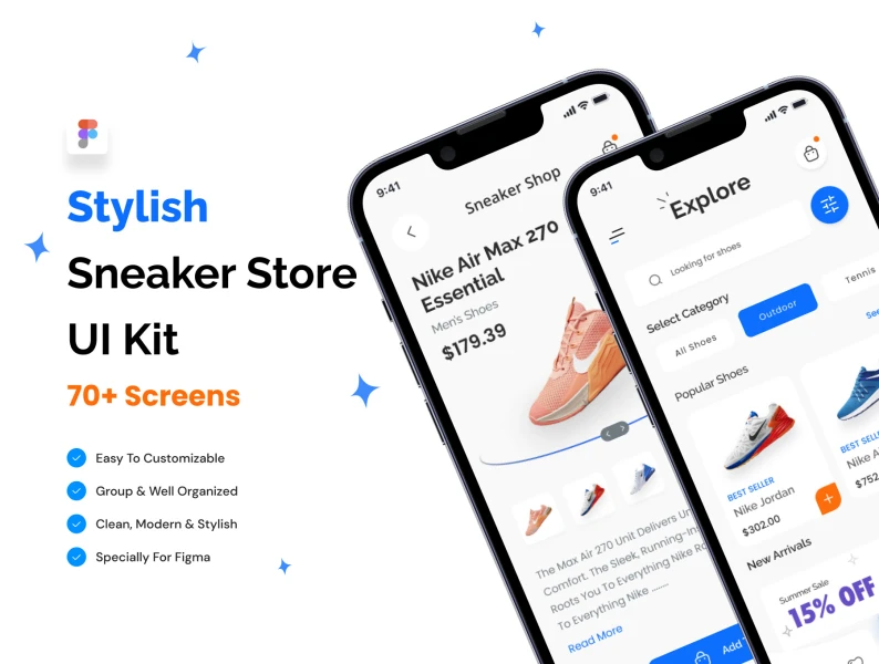 电商运动鞋店应用程序 UI 套件 E-Commerce Sneaker Store App UI Kit