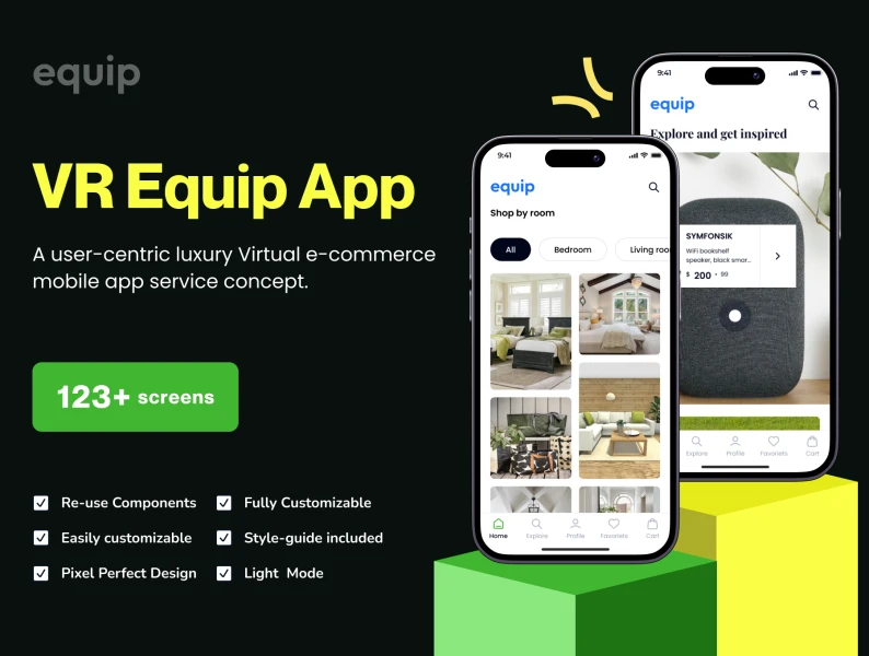 Equip 奢华虚拟AR电子商务购物应用 Equip App Ui Kit Design