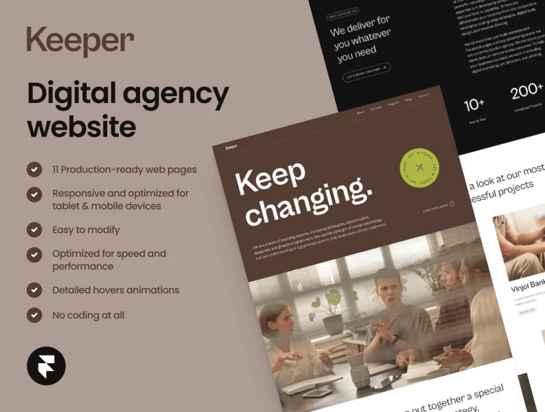 Keeper - Framer 数字机构网站模板 Keeper - Digital agency website for Framer