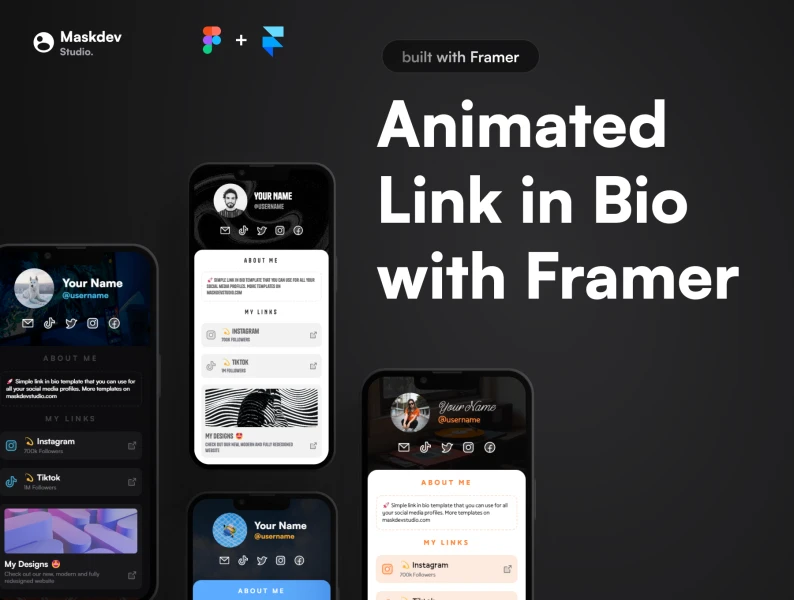 Bio中的链接套件-完整的Bio个人简介页面网站模板 Link in Bio Kit