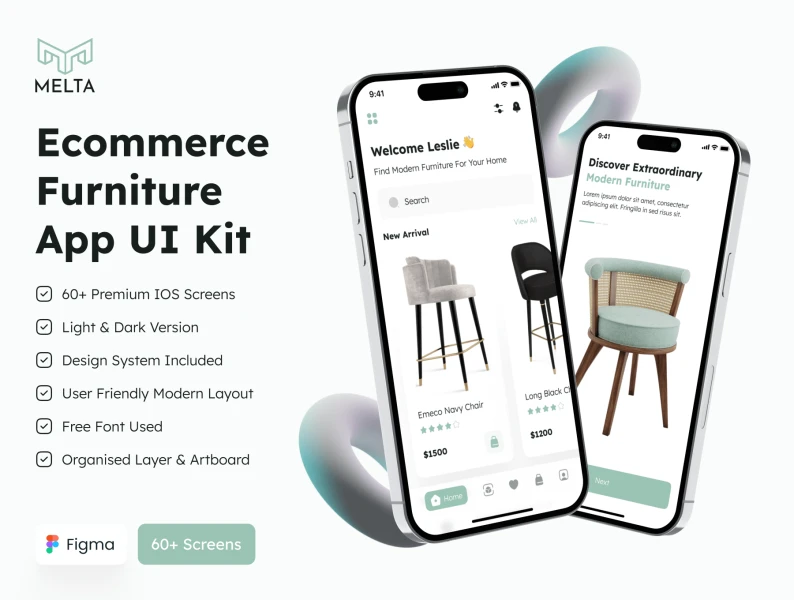 Melta - 电商家具应用程序UI套件 Melta - Ecommerce Furniture App UI Kit