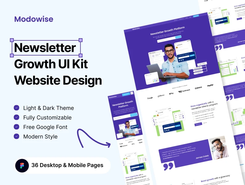 Modwise新闻简报和增长营销机构UI套件 Newsletter Growth Agency UI Kit