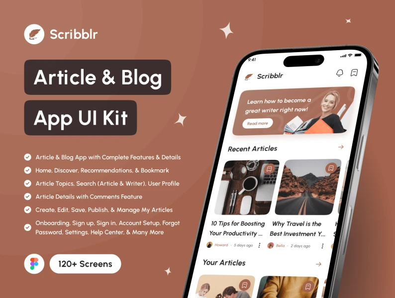 Scribblr - 文章&博客应用程序UI套件 Scribblr - Article & Blog App UI Kit