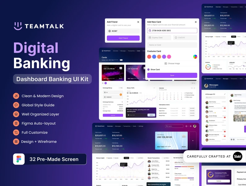 Teamtalk-数字银行仪表板Ui套件 Teamtalk - Digital Banking Dashboard Ui Kit