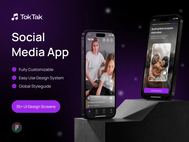 TokTak-社交媒体应用程序UI KIT TokTak - Social Media App UI KIT