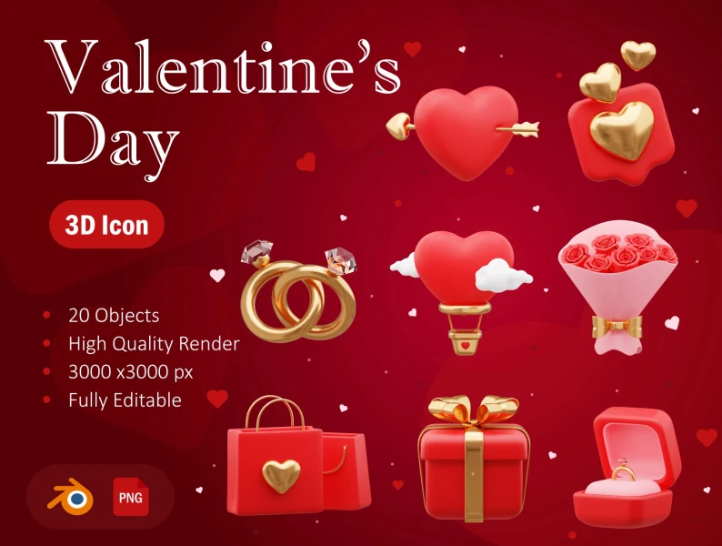 情人节3D素材 Valentine's Day 3D Asset