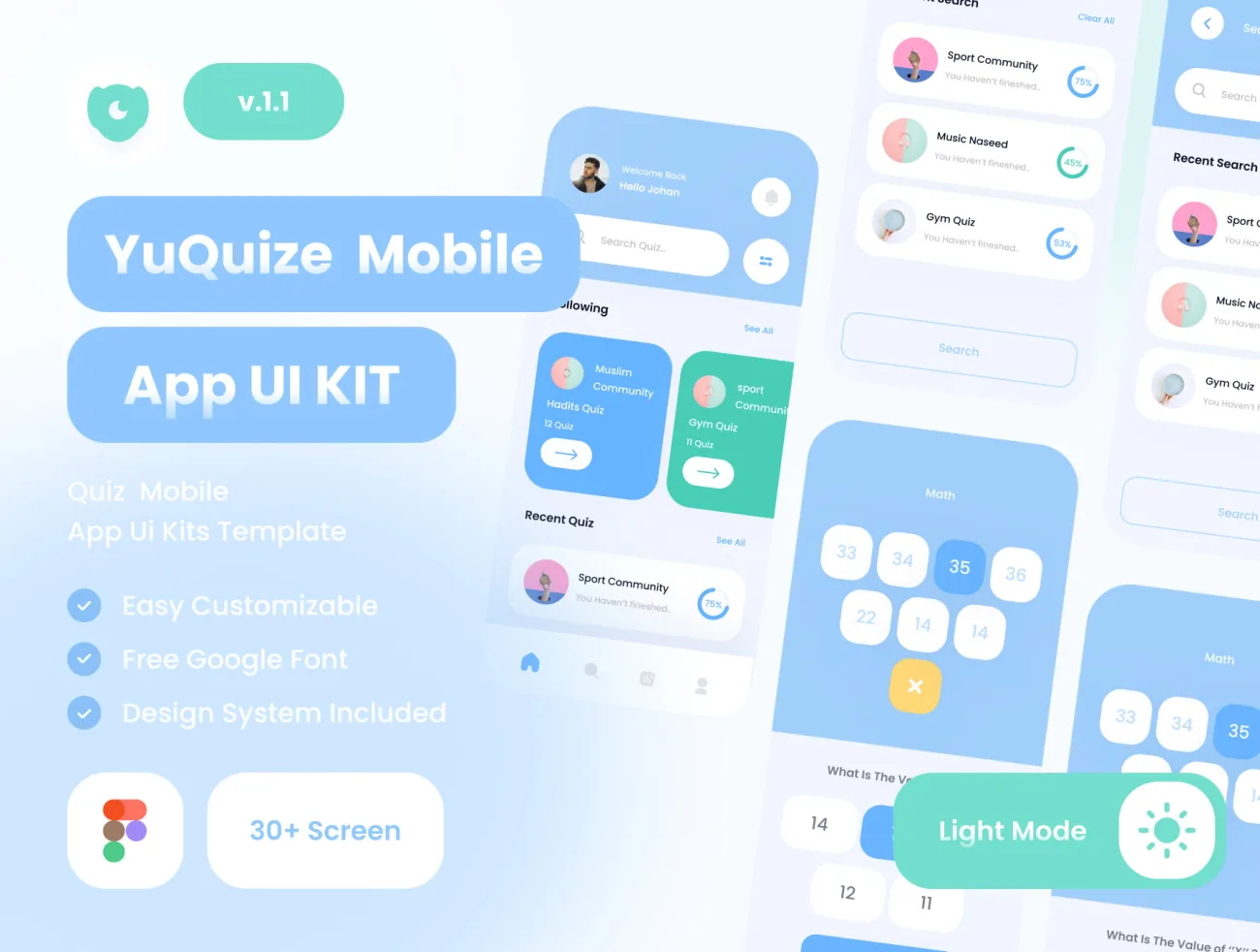 YuQuize测验应用程序UI套件 YuQuize Quiz App UI Kit缩略图到位啦UI
