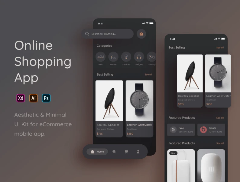 极简美学在线购物应用UI套件 Online Shopping App