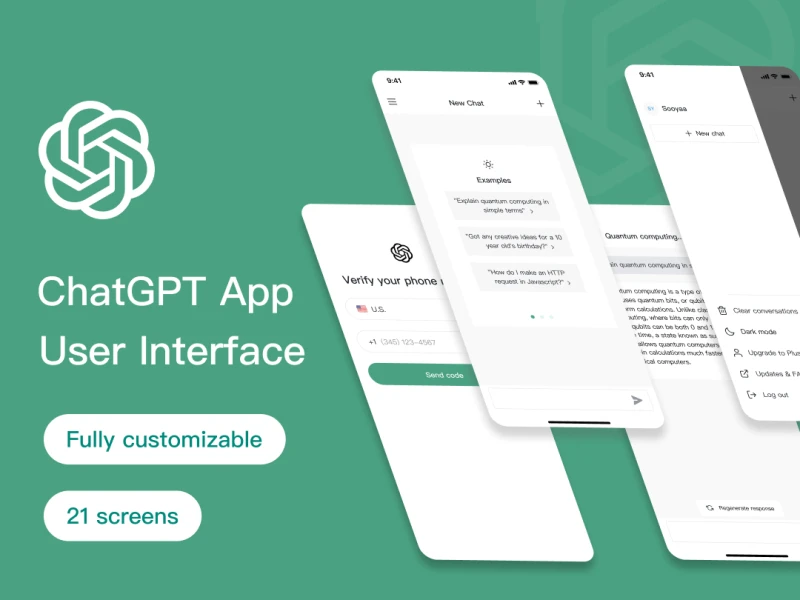 ChatGPT App UI，全新的人机交互设计，体验更加流畅！ figma格式